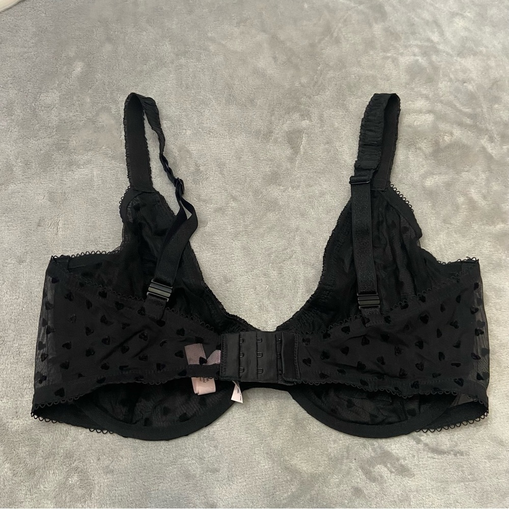 New! Victorias Secret Tease Unlined Demi Bra sheer heart print mesh 4866 - Picture 3 of 6